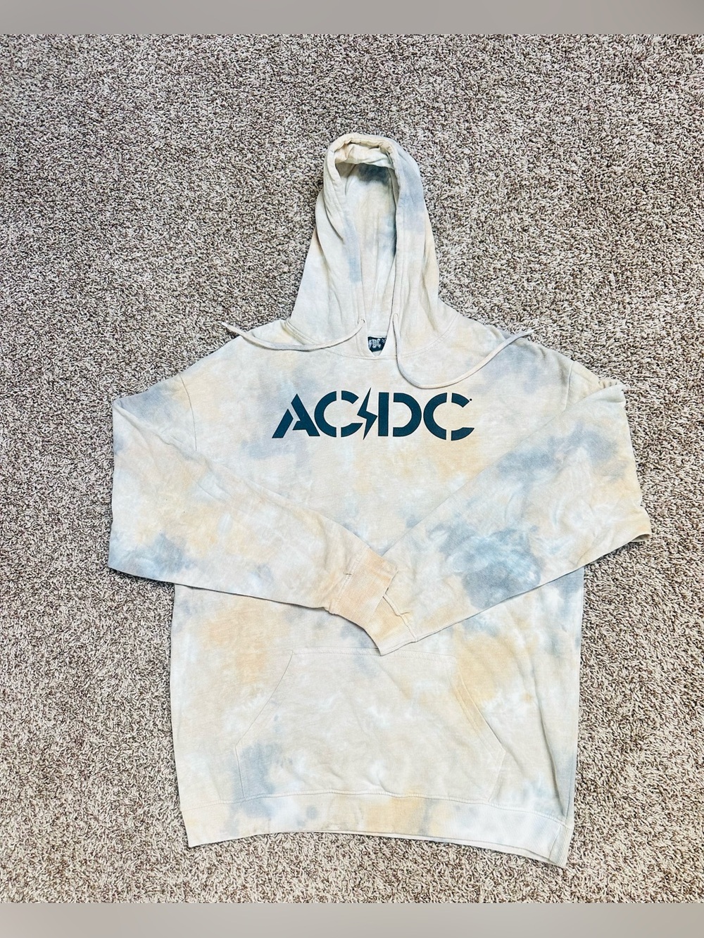 ACDC Licensed Graphic Streetwear Tie-Dye Hoodie size Large (Unisex)
